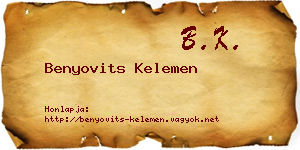 Benyovits Kelemen névjegykártya